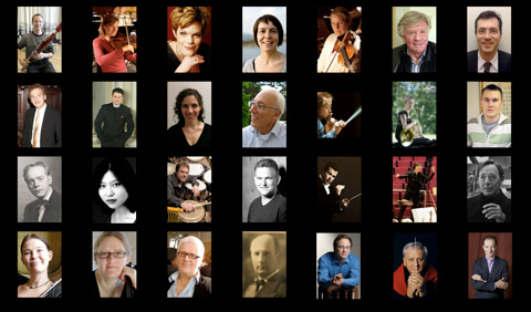Kontaktkarta med foton på hovkapellister och dirigenter